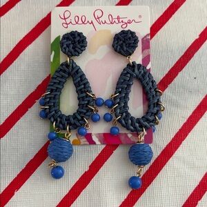 Lilly Pulitzer Raffia Blue Earrings NWT